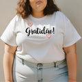 Camiseta Feminina Estampada GuGi Gratidão! Com Corações – 100% Algodão Macio